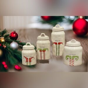 Rae Dunn Elf Feet Christmas Cheer Santa's Helper Believe in magic Set/3
